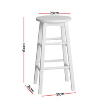 Load image into Gallery viewer, Artiss Set of 2 Beech Wood Backless Bar Stools - White
