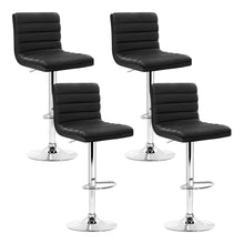 Load image into Gallery viewer, Artiss Set of 4 PU Leather Lined Pattern Bar Stools- Black and Chrome
