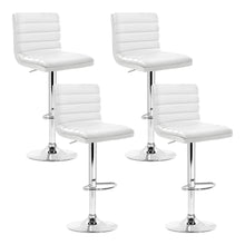 Load image into Gallery viewer, Artiss Set of 4 PU Leather Lined Pattern Bar Stools- White and Chrome
