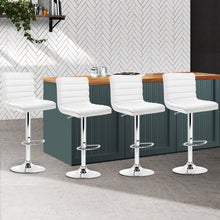 Load image into Gallery viewer, Artiss Set of 4 PU Leather Lined Pattern Bar Stools- White and Chrome
