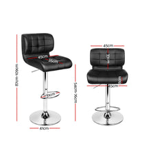 Load image into Gallery viewer, Artiss Set of 2 PU Leather Gas Lift Bar Stools - Black and Chrome
