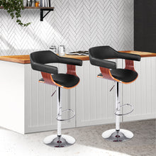 Load image into Gallery viewer, Artiss Set of 2 Wooden Bar Stool - Black and Wood
