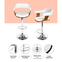 Load image into Gallery viewer, Artiss Set of 2 Wooden PU Leather Bar Stool - White and Chrome
