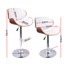 Load image into Gallery viewer, Artiss Set of 2 Wooden PU Leather Gas Lift Bar Stools - Chrome and White
