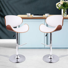 Load image into Gallery viewer, Artiss Set of 2 Wooden PU Leather Gas Lift Bar Stools - Chrome and White
