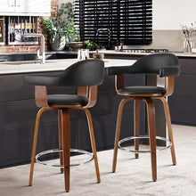 Load image into Gallery viewer, Artiss Set of 2 Bar Stools PU Leather Wooden Swivel - Wood, Chrome and Black
