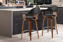 Load image into Gallery viewer, Artiss Set of 2 Bar Stools PU Leather Wooden Swivel - Wood, Chrome and Black
