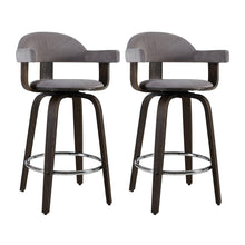 Load image into Gallery viewer, Artiss Set of 2 Bar Stools Wooden Swivel Bar Stool Kitchen Dining Chair - Wood, Chrome and Grey
