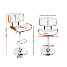 Load image into Gallery viewer, Artiss Set of 2 Wooden Gas Lift Bar Stool - White and Chrome
