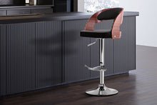 Load image into Gallery viewer, Artiss Wooden PU Leather Gas Lift Bar Stool - Black and Wood
