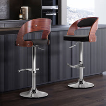 Load image into Gallery viewer, Artiss Set of 2 Wooden PU Leather Gas Lift Bar Stool - Black and Wood
