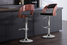 Load image into Gallery viewer, Artiss Set of 2 Wooden PU Leather Gas Lift Bar Stool - Black and Wood
