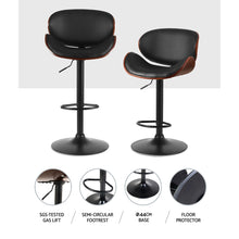 Load image into Gallery viewer, Artiss Kitchen Bar Stools Swivel Gas Lift Wooden Stool Metal Black Barstools
