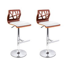 Load image into Gallery viewer, Artiss Set of 2 Wooden Gas Lift Bar Stools - White and Wood
