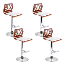 Load image into Gallery viewer, Artiss Set of 4 Wooden Gas Lift Bar Stools - White and Wood
