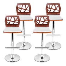 Load image into Gallery viewer, Artiss Set of 4 Wooden Gas Lift Bar Stools - White and Wood
