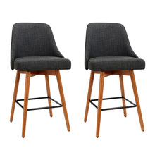 Load image into Gallery viewer, Artiss Set of 2 Wooden Fabric Bar Stools Square Footrest - Charcoal - Oceania Mart
