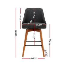 Load image into Gallery viewer, Artiss Set of 2 Wooden Fabric Bar Stools Square Footrest - Charcoal - Oceania Mart
