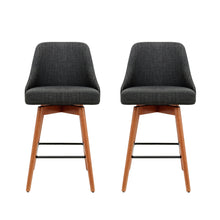 Load image into Gallery viewer, Artiss Set of 2 Wooden Fabric Bar Stools Square Footrest - Charcoal - Oceania Mart
