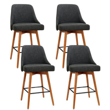 Load image into Gallery viewer, Artiss Set of 4 Wooden Fabric Bar Stools Square Footrest - Charcoal - Oceania Mart

