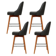 Load image into Gallery viewer, Artiss Set of 4 Wooden Fabric Bar Stools Square Footrest - Charcoal - Oceania Mart
