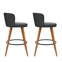 Load image into Gallery viewer, Artiss Set of 2 Wooden Fabric Bar Stools Circular Footrest - Charcoal - Oceania Mart
