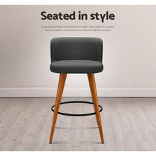 Load image into Gallery viewer, Artiss Set of 4 Wooden Fabric Bar Stools Circular Footrest - Charcoal - Oceania Mart

