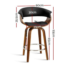 Load image into Gallery viewer, Artiss Swivel PU Leather Bar Stool - Wood and Black
