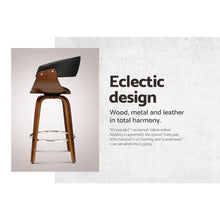 Load image into Gallery viewer, Artiss Swivel PU Leather Bar Stool - Wood and Black
