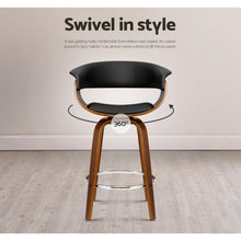 Load image into Gallery viewer, Artiss Swivel PU Leather Bar Stool - Wood and Black
