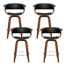 Load image into Gallery viewer, Artiss Set of 4 Swivel PU Leather Bar Stool - Wood and Black
