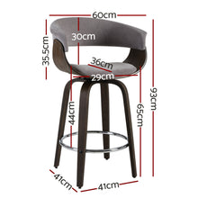 Load image into Gallery viewer, Artiss Swivel PU Suede Bar Stool - Wood and Grey
