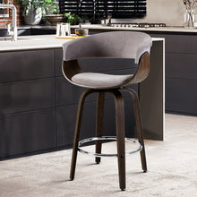 Load image into Gallery viewer, Artiss Swivel PU Suede Bar Stool - Wood and Grey
