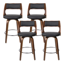 Load image into Gallery viewer, Artiss Set of 4 Wooden Bar Stools PU Leather - Black and Wood
