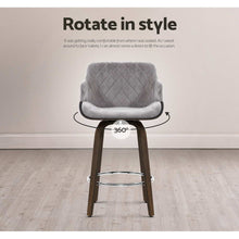 Load image into Gallery viewer, Artiss Velvet Bar Stool Swivel - Grey and Wood
