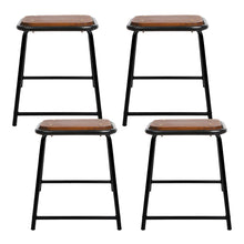 Load image into Gallery viewer, Artiss Set of 4 Pine Wood Bar Stools - Black and Brown
