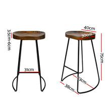Load image into Gallery viewer, Artiss Set of 2 Backless Elm Wood Bar Stools 75cm - Black
