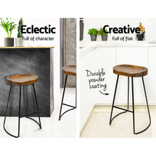 Load image into Gallery viewer, Artiss Set of 2 Backless Elm Wood Bar Stools 75cm - Black
