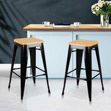 Load image into Gallery viewer, Artiss Set of 2 Wooden Backless Bar Stools- Black - Oceania Mart
