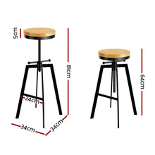 Load image into Gallery viewer, 2x Vintage Bar Stools Kitchen Stool Industrial Barstools Metal Swivel
