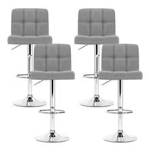 Load image into Gallery viewer, Set of 4 Fabric Swivel Bar Stools - Grey
