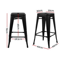 Load image into Gallery viewer, Artiss Set of 4 Replica Tolix Bar Stools Metal Bar Stool Kitchen Chairs 76cm Black
