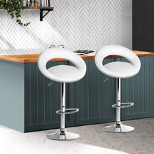 Load image into Gallery viewer, Artiss Set of 2 PU Leather Gas Lift Bar Stools - Chrome and White - Oceania Mart
