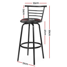 Load image into Gallery viewer, Artiss Set of 2 PU Leather Bar Stools - Black and Steel
