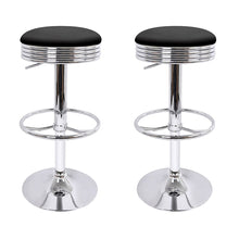 Load image into Gallery viewer, Artiss Set of 2 Backless PU Leather Bar Stools - Black and Chrome

