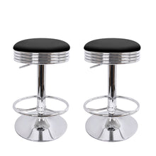 Load image into Gallery viewer, Artiss Set of 2 Backless PU Leather Bar Stools - Black and Chrome
