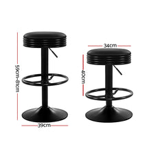 Load image into Gallery viewer, Artiss Set of 2 PU Leather Swivel Backless Bar Stools - Black
