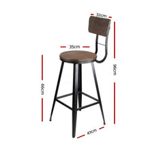 Load image into Gallery viewer, Artiss Set of 2 Industrial Style Swivel Bar Stools 66cm - Black
