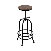 Load image into Gallery viewer, Bar Stool Industrial Round Seat Wood Metal - Black and Brown
