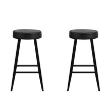 Load image into Gallery viewer, Artiss Set of 2 PU Leather Bar Stools Square Footrest - Black - Oceania Mart

